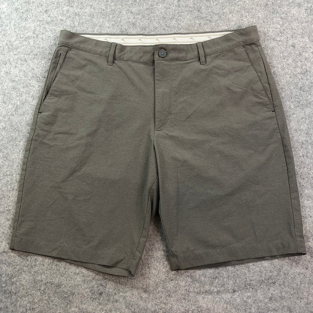 Tommy Bahama Mens Shorts 38 Brown Textured Grid Performance Stretch Casual